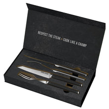 Carica l'immagine nel visualizzatore di Gallery, Posate STEAK CHAMP "Prime Rib" per Steak bistecche 2 forchette + 2 coltelli
