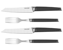 Carica l'immagine nel visualizzatore di Gallery, Posate STEAK CHAMP "Prime Rib" per Steak bistecche 2 forchette + 2 coltelli