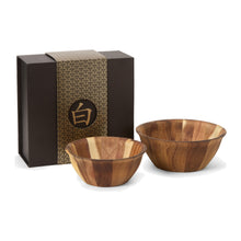 Carica l'immagine nel visualizzatore di Gallery, Set 2 ciotole Satake Shiro in acacia con confezione regalo
